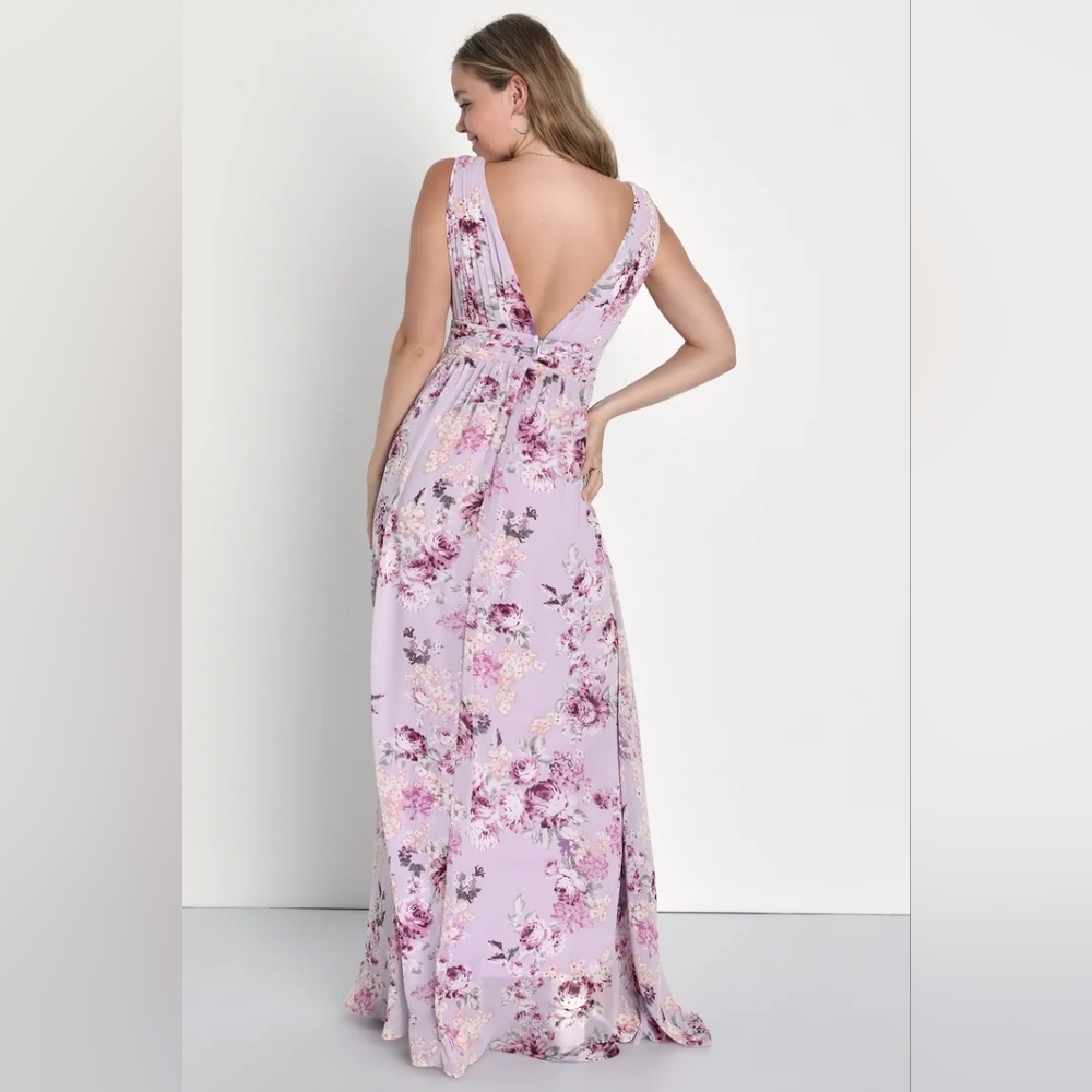 Lulu's Garden Meandering Lavender Floral Print Maxi Dress XS Extra Small NWT - Picture 2 of 4